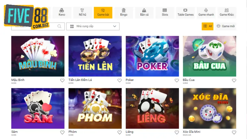 Các trò chơi tại Game Bài Five88