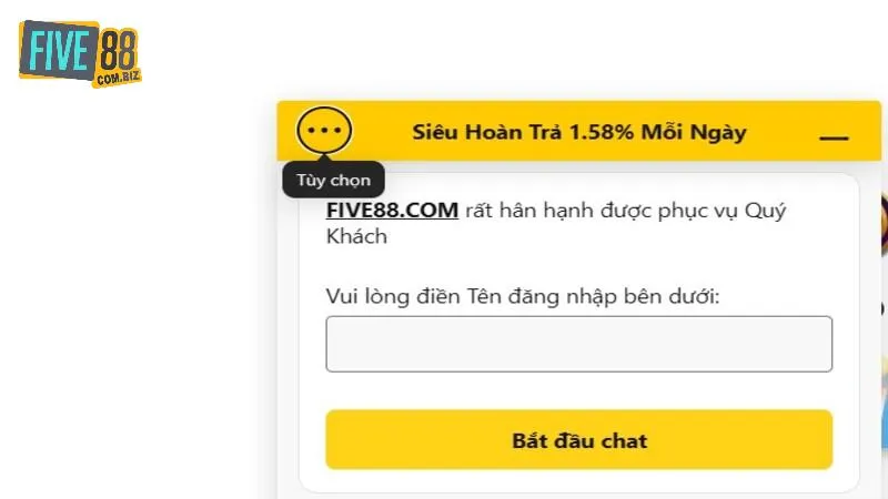Liên Hệ Five88 - Tổng Hợp Các Phương Thức Mới Nhất 1 Chat live trực tiếp trên hệ thống nhà cái